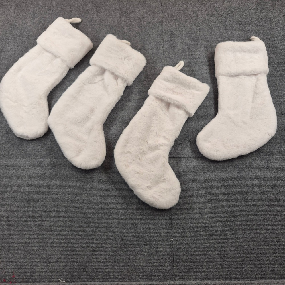 Martha Stewart White Faux Fur Christmas Stocking Holiday Decor